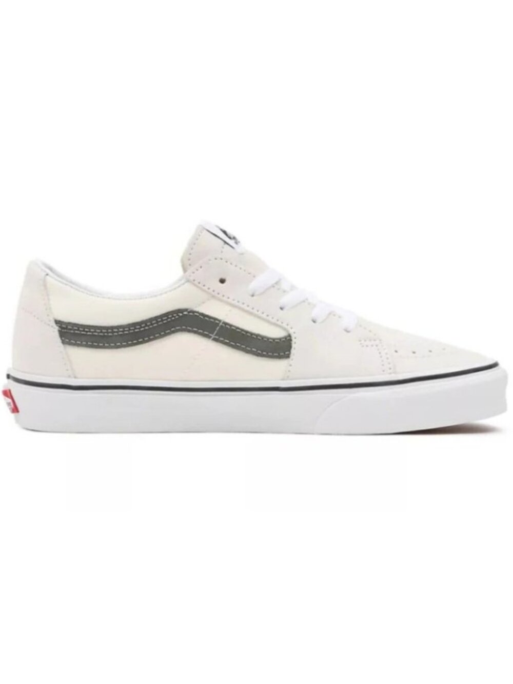 Vans Unisex Sk8-Low Skate Shoes – (Utility Pop) Blanc de Blanc / Khaki
